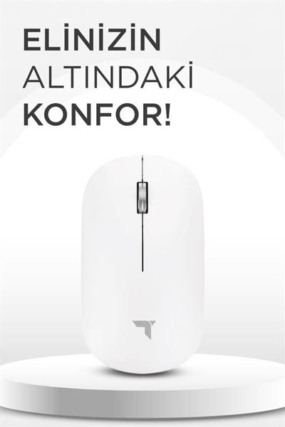 Torima TM-19 Beyaz Çift Modlu Sessiz Kablosuz Mouse Fare