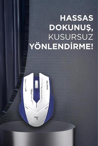 Torima TM-20 Beyaz-Mavi Çift Modlu Kablosuz Oyuncu Mouse Fare