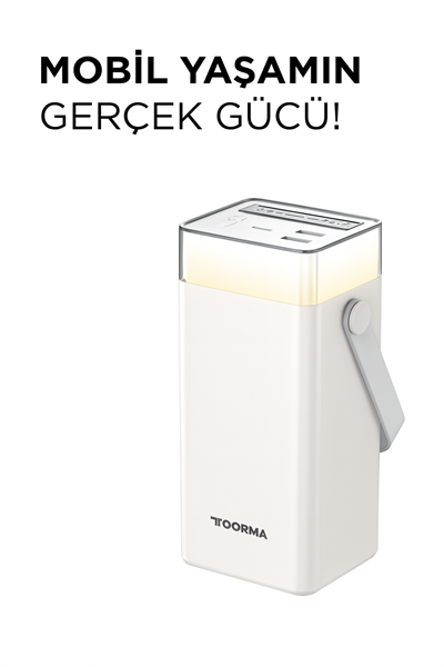 Torima TRM-1041 40000 mAh Type-C Lightning 22,5 W Hızlı Şarj RGB Led Işıklı Powerbank Beyaz