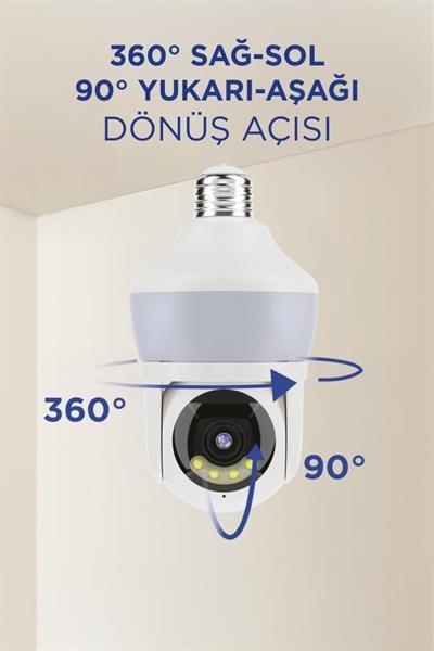 Torima CMR26 Güvenlik Kamerası 360 Derece Dönebilen Wifi Ampül Full Hd Smart Ip Kamera Beyaz