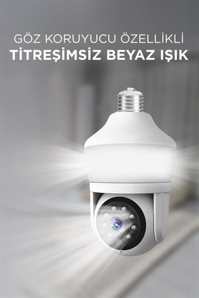 Torima CMR26 Güvenlik Kamerası 360 Derece Dönebilen Wifi Ampül Full Hd Smart Ip Kamera Beyaz