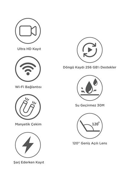 Torima CMR34 Aksiyon Kamerası 1080 P Manyetik Giyilebilir Geniş Açılı Klips Tasarımlı Kamera Beyaz