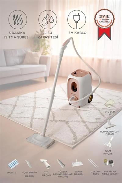 Torima TSC-02 Çok Fonksiyonlu 2000W Buharlı Temizleyici - Buharlı Temizlik Makinesi