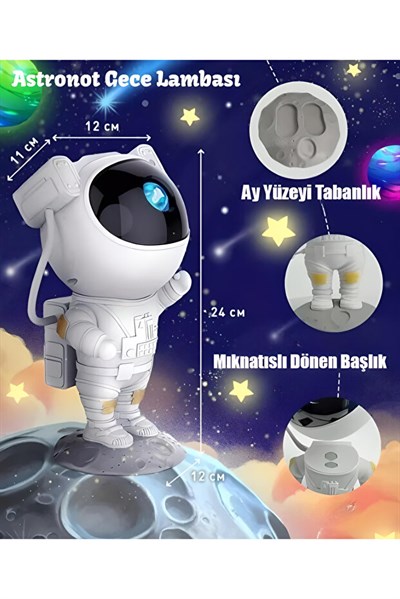 Uyku Problemi Çeken Çocuklar İçin Astronot Gece Lambası