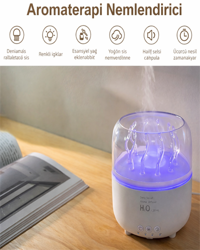 V77 LED Işıklı Aroma Difüzör Ortam Kokulandırıcı ve Nemlendirici