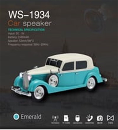 WS-1934 Nostaljik Araba Görünümlü Bluetooth,Hafıza Kartı,Usb Bellek,Aux Ve Radyo Destekli Hoparlör (TURKUAZ)
