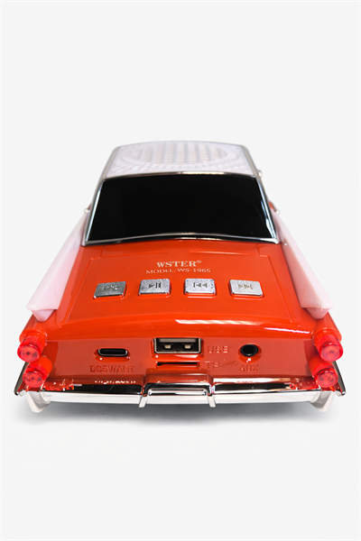 WS-1965 Nostaljik Araba Görünümlü Bluetooth,Hafıza Kartı,Usb Bellek,Aux Ve Radyo Destekli Hoparlör (Orange)