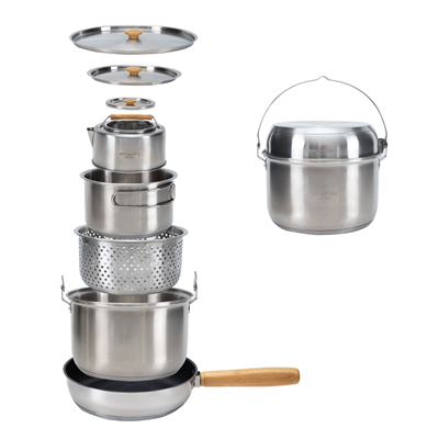 KingCamp Cookware Set I Paslanmaz Çelik Kamp Tencere Seti