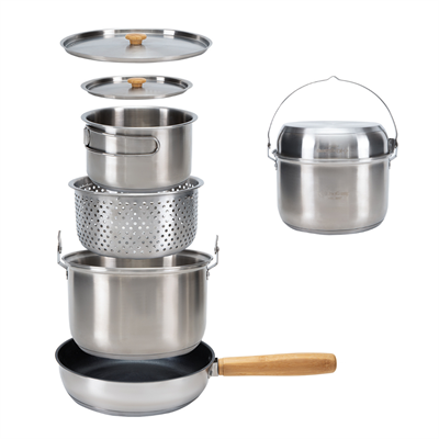 KingCamp Cookware Set Paslanmaz Çelik Kamp Tencere Seti