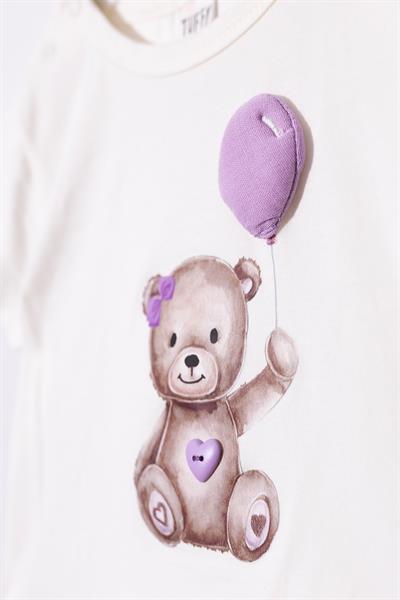 2li Kız Bebek Takım Tisört Balon Detaylı Müslin Pantolon