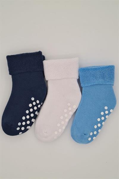 3-4 Yaş 3 Çift Havlu Pamuklu Kaydırmaz Taban Kışlık Erkek Çocuk Ve Bebek Soket Çorap