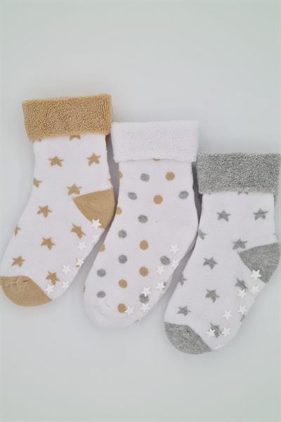 3-4 Yaş 3 Çift Havlu Pamuklu Kaydırmaz Taban  Kışlık Erkek Çocuk Ve Bebek Soket Çorap