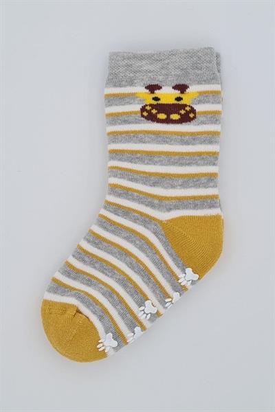 3-4 Yaş 3 Çift Havlu Pamuklu Kaydırmaz Taban  Kışlık Unısex Çocuk Ve Bebek Soket Çorap