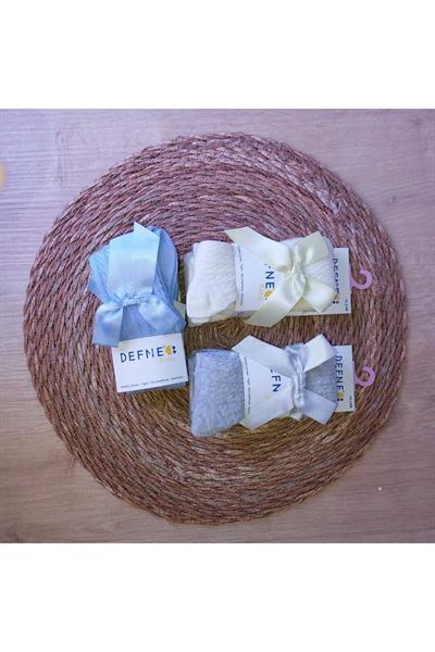 3 Adet Pamuklu Kurdele Detaylı Desenli Çocuk Ve Bebek Külotlu Çorap