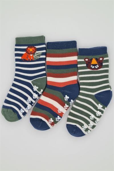 3 Çift Havlu Pamuklu Kaydırmaz Taban  Kışlık Erkek Çocuk Ve Bebek Soket Çorap