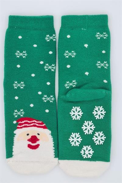 3 Çift Kaydırmaz Tabanlı Havlu Pamuklu Kışlık Yeniyıl Temalı Çocuk Ve Bebek Soket Çorap
