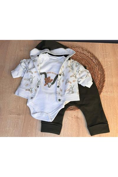 3Lü Bebek Çocuk 2 İplik Bisiklet Ve Ayıcık Desenli Takim