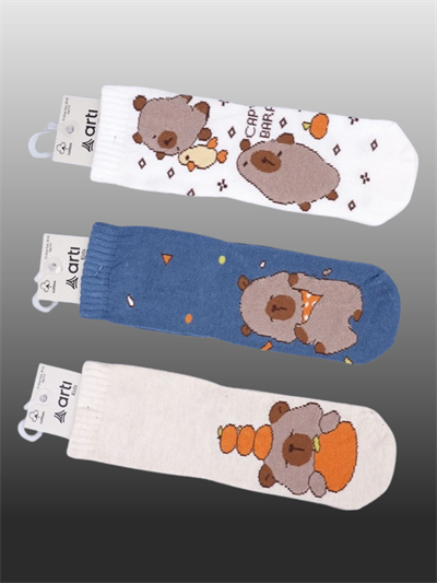 3lü Erkek Çocuk Capy Bara Desenli Soket Çorap