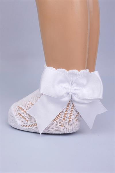 3lü Kız Bebek Kurdele Fiyonk Detaylı Bej Gül Kurusu Beyaz Soket Çorap