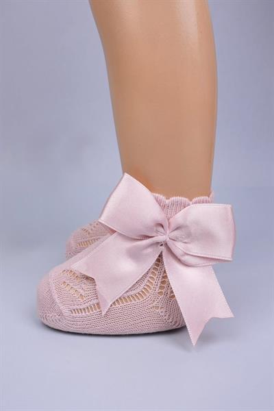 3lü Kız Bebek Kurdele Fiyonk Detaylı Bej Gül Kurusu Beyaz Soket Çorap