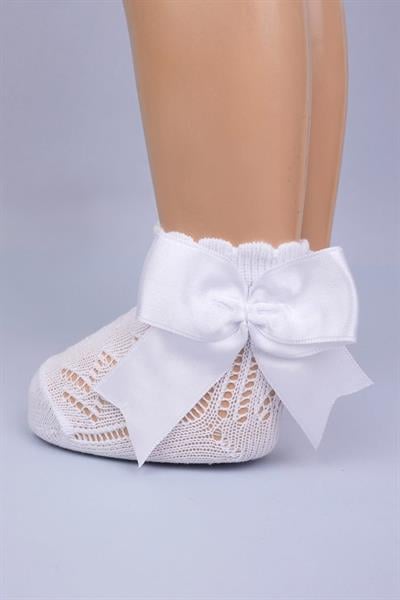 3lü Kız Bebek Kurdele Fiyonk Detaylı Pembe Ekru Beyaz Soket Çorap