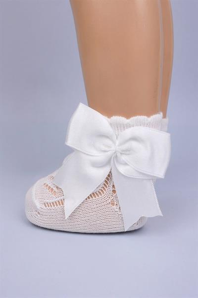 3lü Kız Bebek Kurdele Fiyonk Detaylı Pembe Ekru Beyaz Soket Çorap