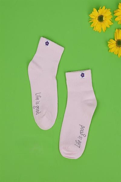 3lü Kız Çocuk Basic Bej Pembe Beyaz Soket Çorap