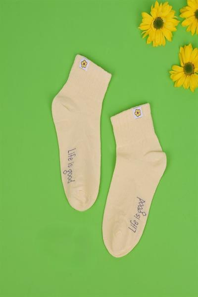 3lü Kız Çocuk Basic Lila Sarı Beyaz Soket Çorap