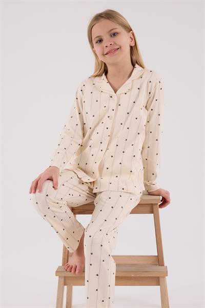 Arnetta Kız Çocuk Gömlek Pijama Krem