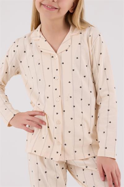 Arnetta Kız Çocuk Gömlek Pijama Krem
