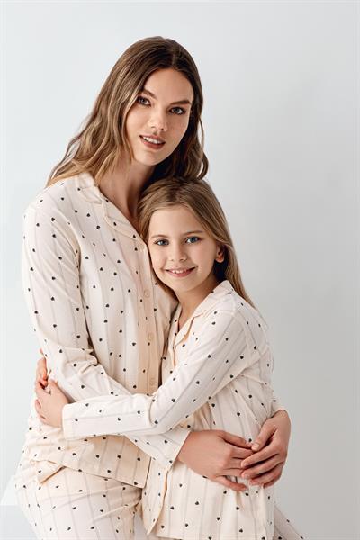 Arnetta Kız Çocuk Gömlek Pijama Krem