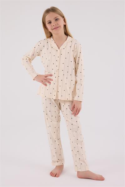 Arnetta Kız Çocuk Gömlek Pijama Krem