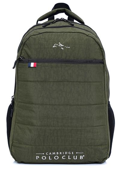Cambridge Polo Club Minimalist Tasarım Unisex Çok Günlük Gözlü Sırt Çantası - Okul Çantası Haki