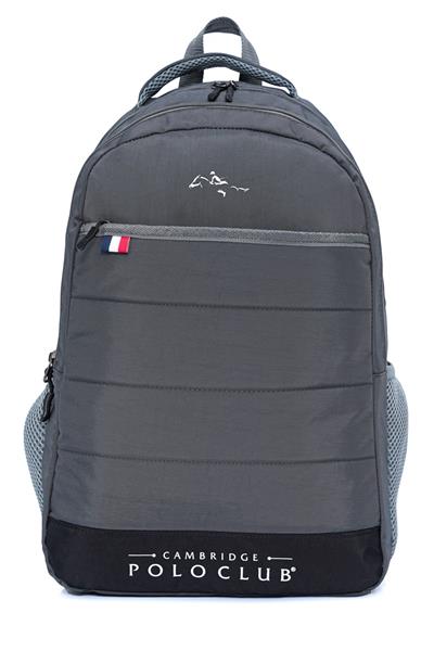 Cambridge Polo Club Minimalist Tasarım Unisex Çok Gözlü Günlük Sırt Çantası - Okul Çantası Gri