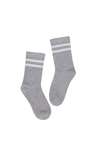 Çocuk Çorap Soket 3 Çift Unisex Beyaz-Siyah-Gri
