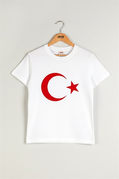 Dmb Boys & Girls Dmb Çocuk Ay-Yıldız Baskılı Tshirt (4-13) Beyaz