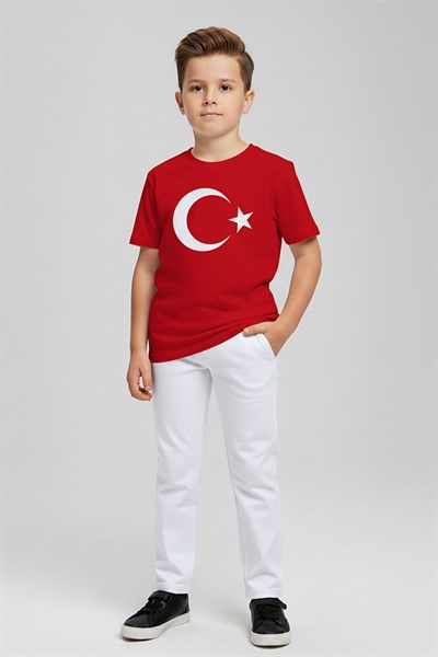 Dmb Boys & Girls Dmb Çocuk Ay-Yıldız Baskılı Tshirt (4-13) Kırmızı