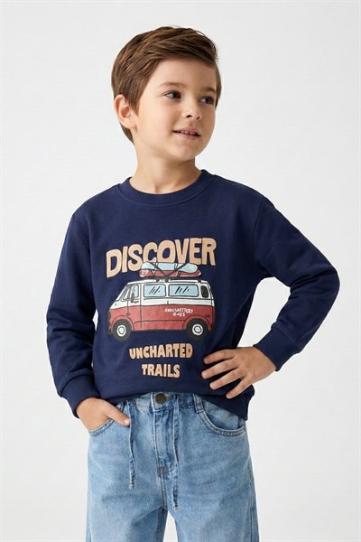 Dmb Boys & Girls Dmb Erkek Çocuk Baskılı Sweatshirt (4-9) İndigo