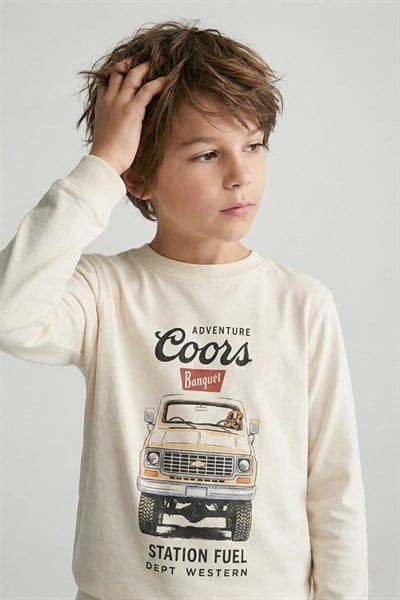 Dmb Boys & Girls Dmb Erkek Çocuk Baskılı Sweatshirt (4-9) Krem