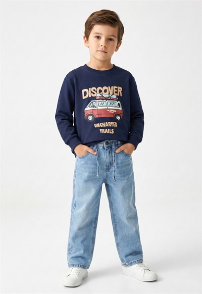 Dmb Boys & Girls Dmb Erkek Çocuk Baskılı Sweatshirt (4-9) İndigo