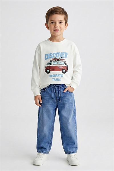 Dmb Boys & Girls Dmb Erkek Çocuk Baskılı Sweatshirt (4-9) Ekru