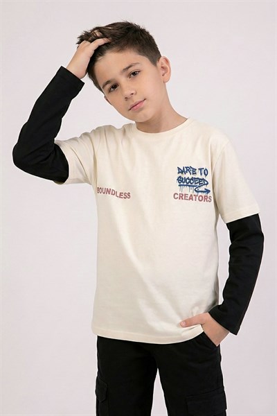 Dmb Boys & Girls Dmb Erkek Çocuk Baskılı Sweatshirt (9-14) Yaş Krem