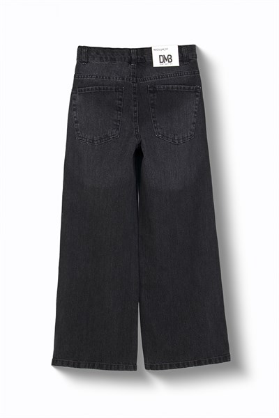 Dmb Boys & Girls Kız Çocuk Pamuklu Rahat Kesim Geniş Paça Kot Pantolon Füme