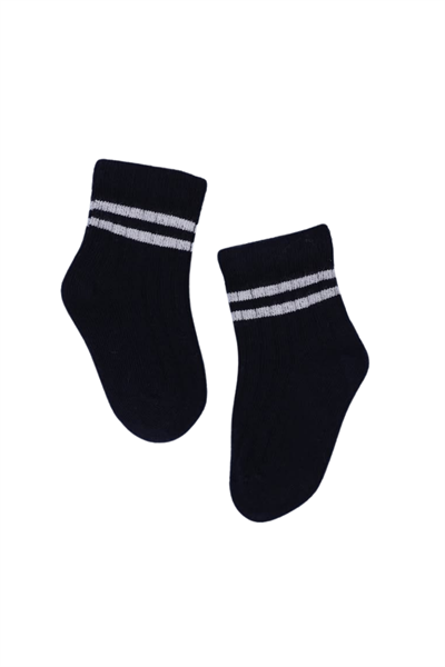 Erkek Bebek Çorap Soket 4 Çift Siyah-Krem-Gri-Mavi