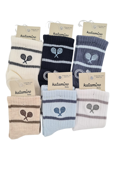Erkek Bebek Çorap Soket 6 Çift Lacivert-Gri-Beyaz-Kahve-İndigo-Mavi