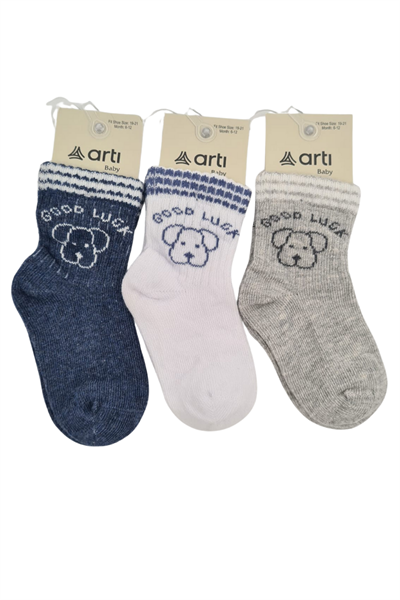 Erkek Bebek Çorap Soket 6 Çift Lacivert-Gri-Beyaz-Kahve-İndigo-Mavi