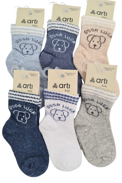 Erkek Bebek Çorap Soket 6 Çift Lacivert-Gri-Beyaz-Kahve-İndigo-Mavi