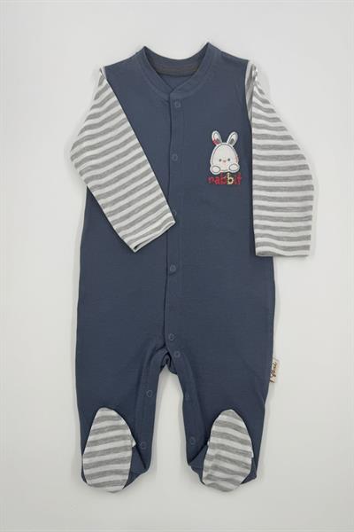 Erkek Bebek Tavşan Nakışlı  Tulum Slopet