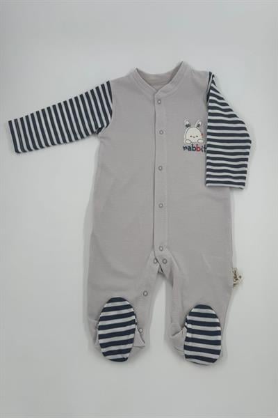 Erkek Bebek Tavşan Nakışlı  Tulum Slopet