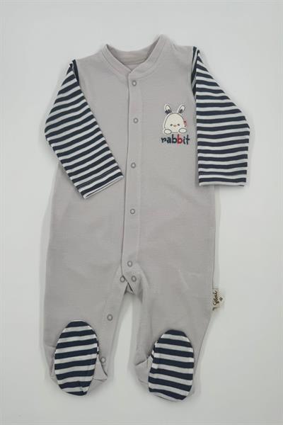 Erkek Bebek Tavşan Nakışlı  Tulum Slopet